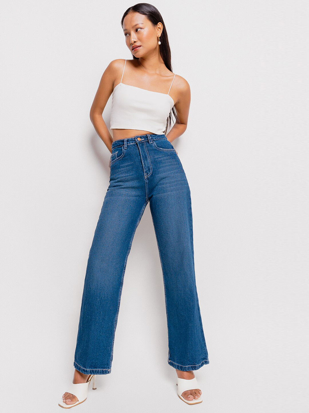 Women's Blue High-Rise Light Fade Jeans