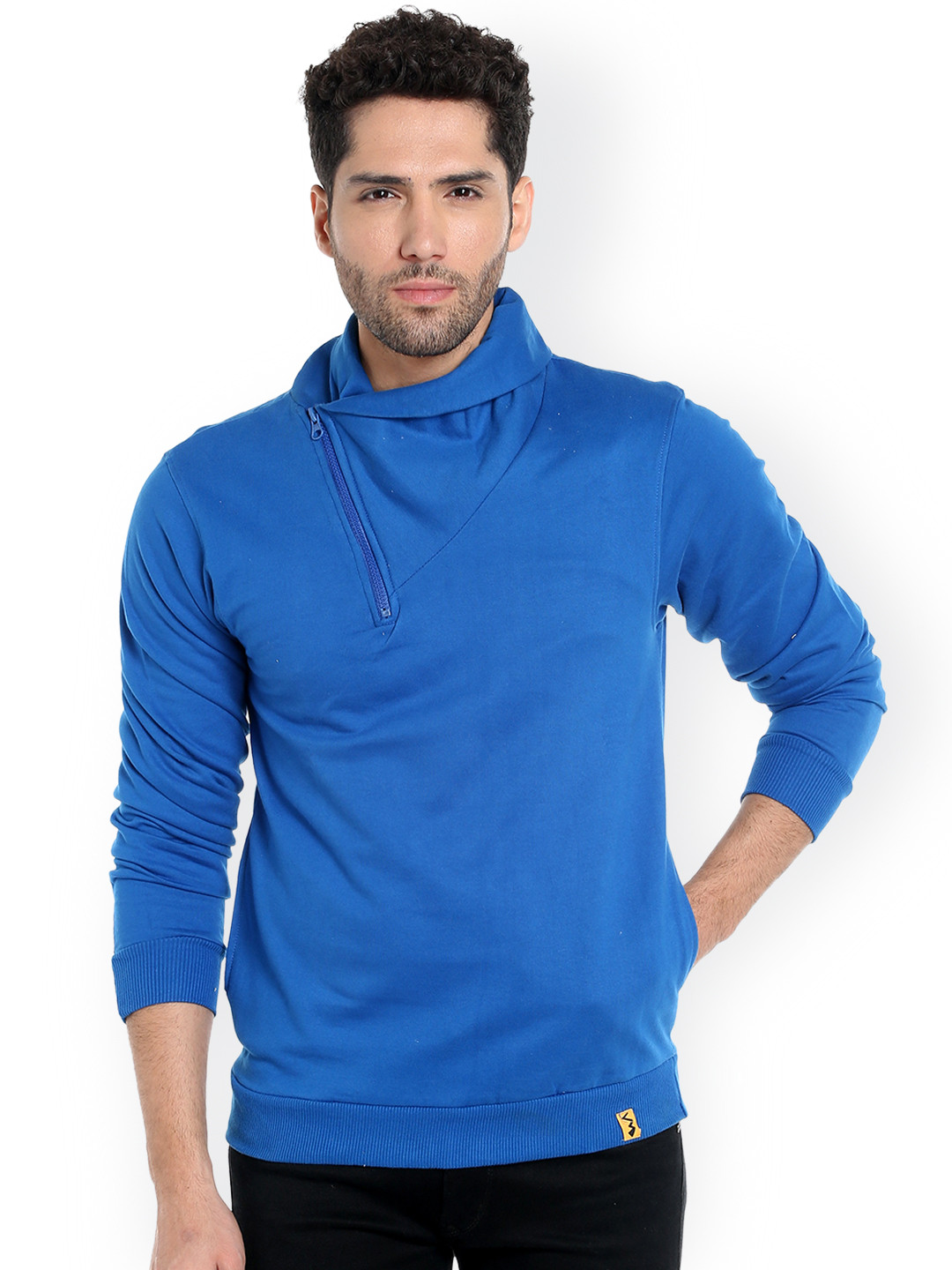 Buy Campus Sutra Men Blue Solid Sweatshirt - Sweatshirts for Men 2056204 | Myntra