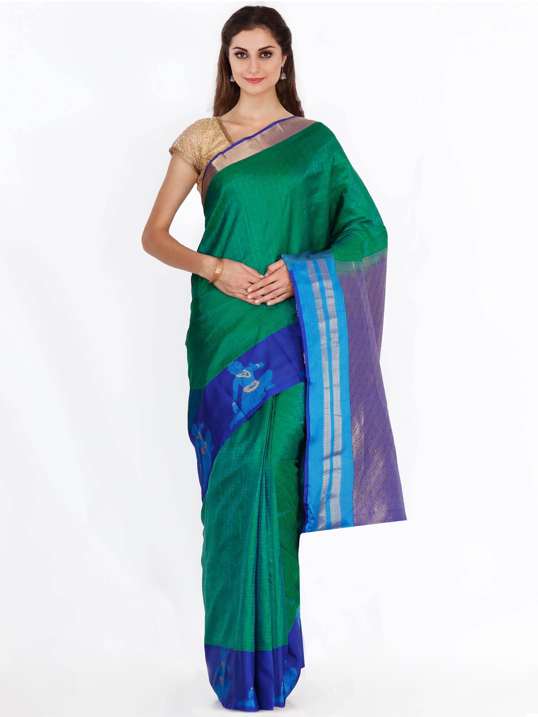 Buy The Chennai Silks Classicate Green & Blue Two Toned Pure Silk ...