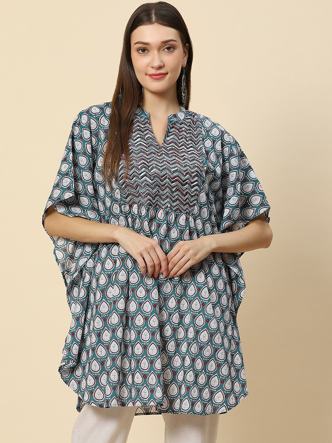 Buy Meena Bazaar Green Ethnic Motifs Printed Extended Sleeves Pure