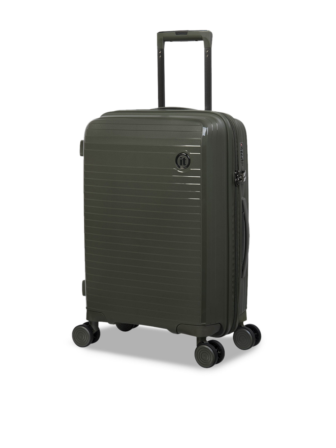 Buy IT Luggage Olive Green Textured Hard Sided Small Trolley Suitcase