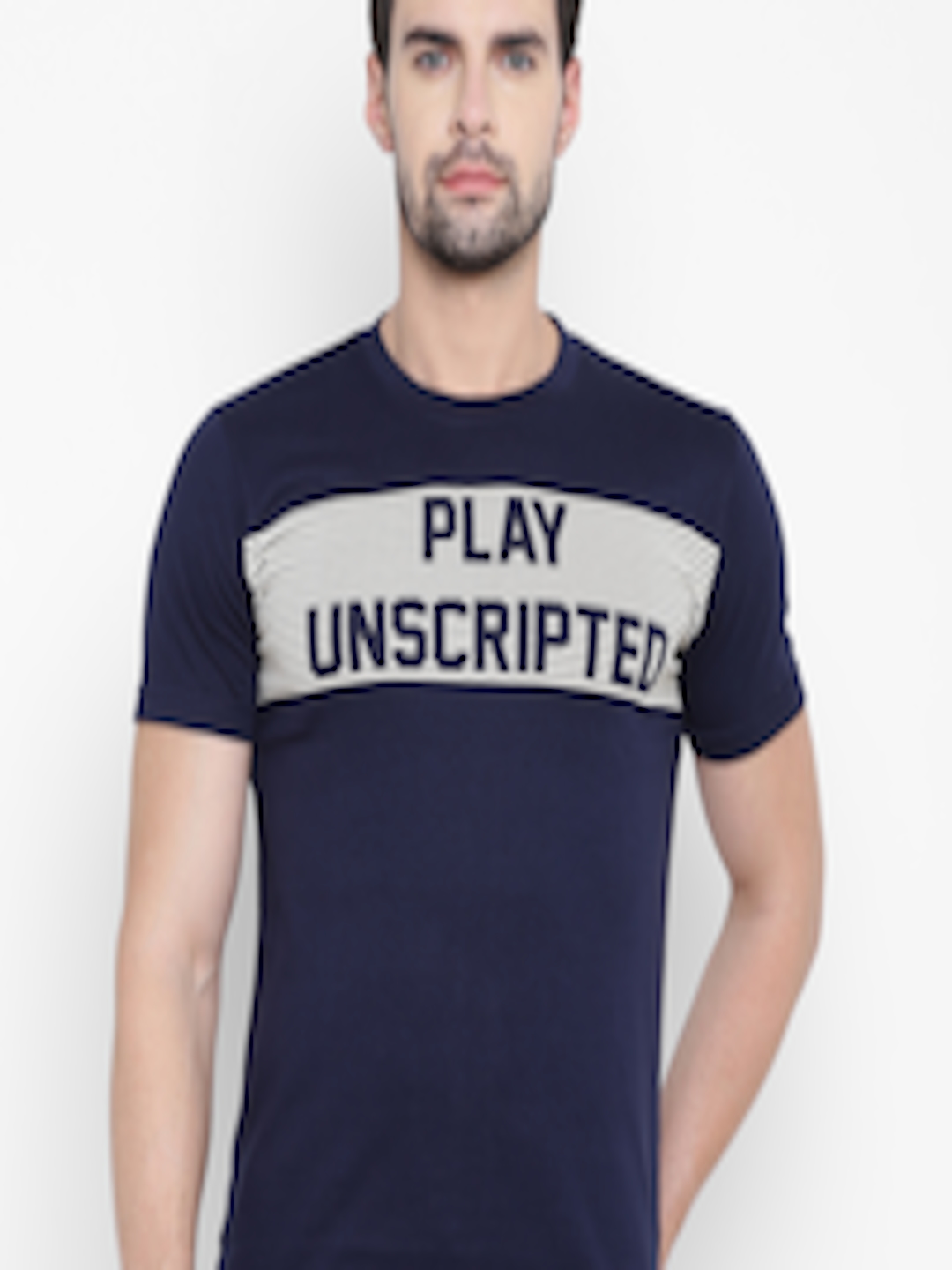Buy John Players Men Navy Printed Round Neck T Shirt - Tshirts for Men ...