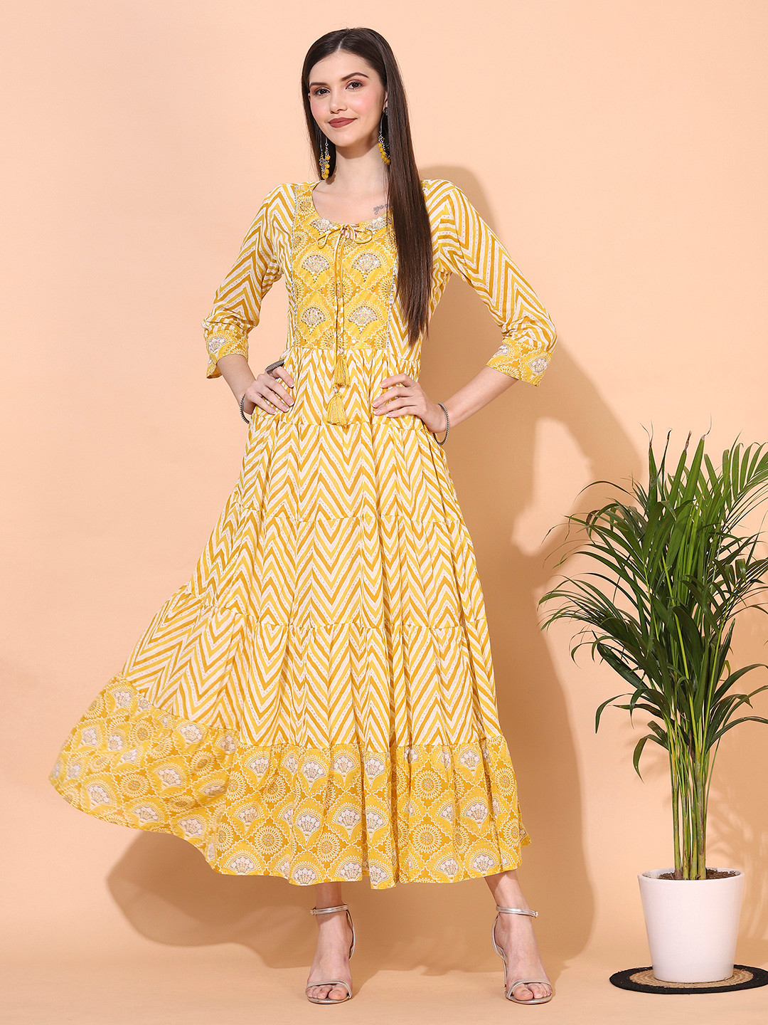 Traditional Yellow Ethnic Set for Girls – With Embroidered Waistcoat