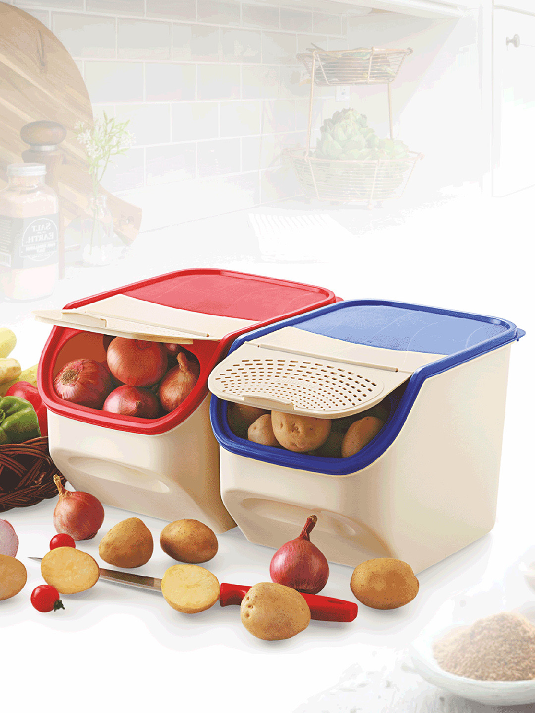 Buy Cello Blue Max Fresh BPA Free Onion And Potato Keeper 5 Liters Kitchen Storage for Unisex