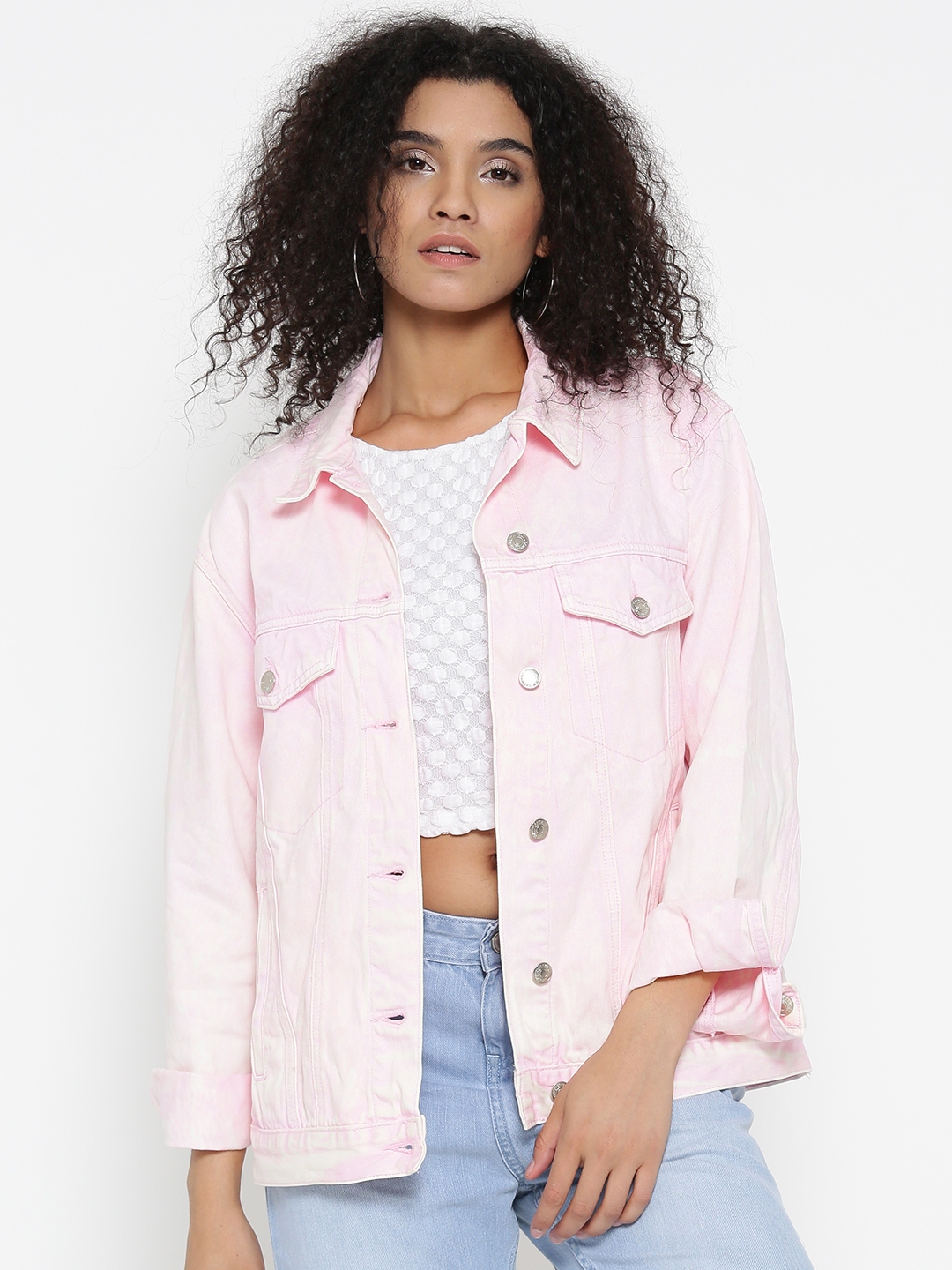 Buy Forever 21 Women Pink Solid Denim Jacket Jackets For Women 2057923 Myntra 1744