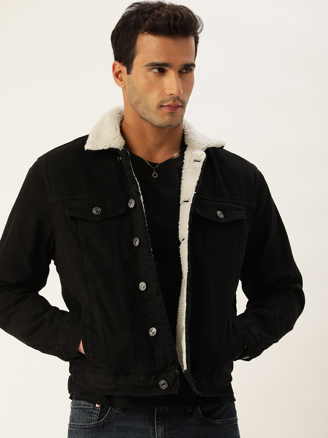 Buy FOREVER 21 Men Black Solid Denim Jacket Jackets for Men 20583490 Myntra