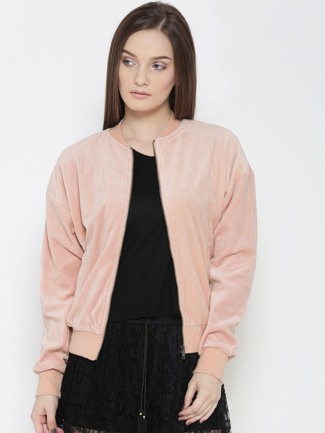 Buy FOREVER 21 Women Pink Solid Bomber Jacket Jackets for Women