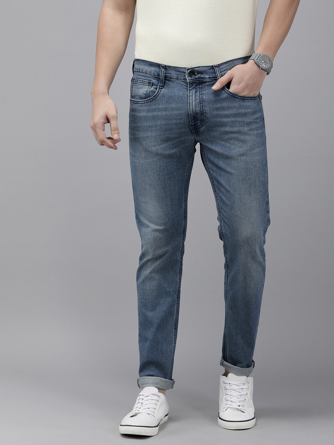 Buy Pepe Jeans Men Tapered Vapour Low Rise Light Fade Stretchable Jeans ...