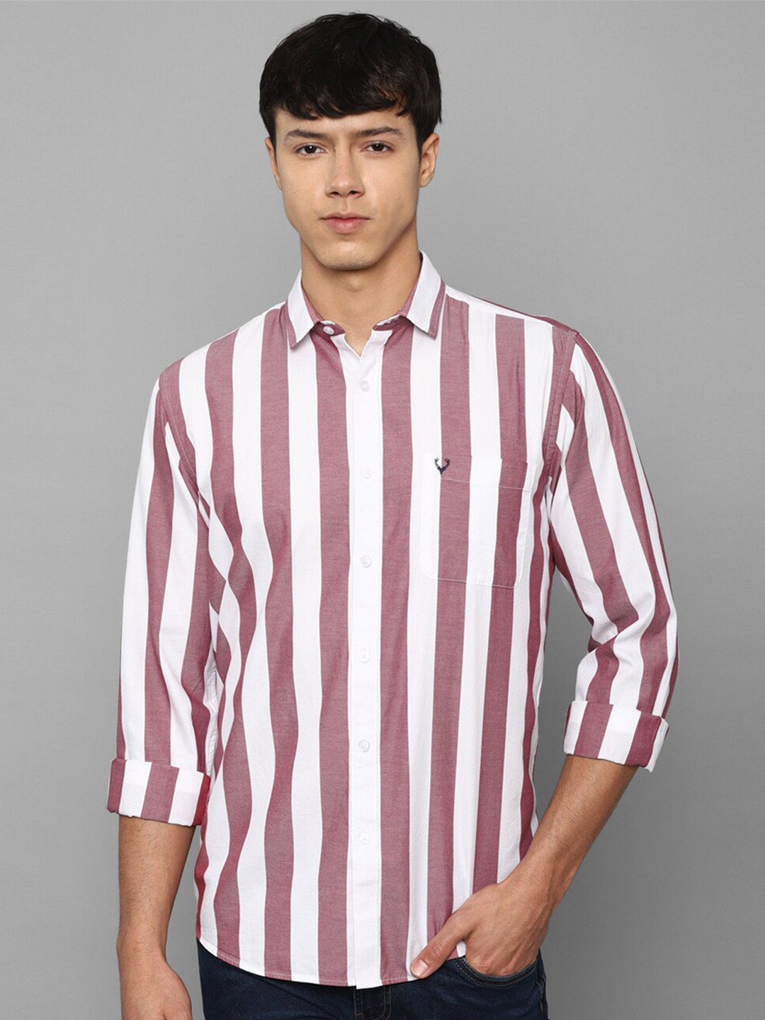buy-allen-solly-men-maroon-slim-fit-striped-pure-cotton-casual-shirt