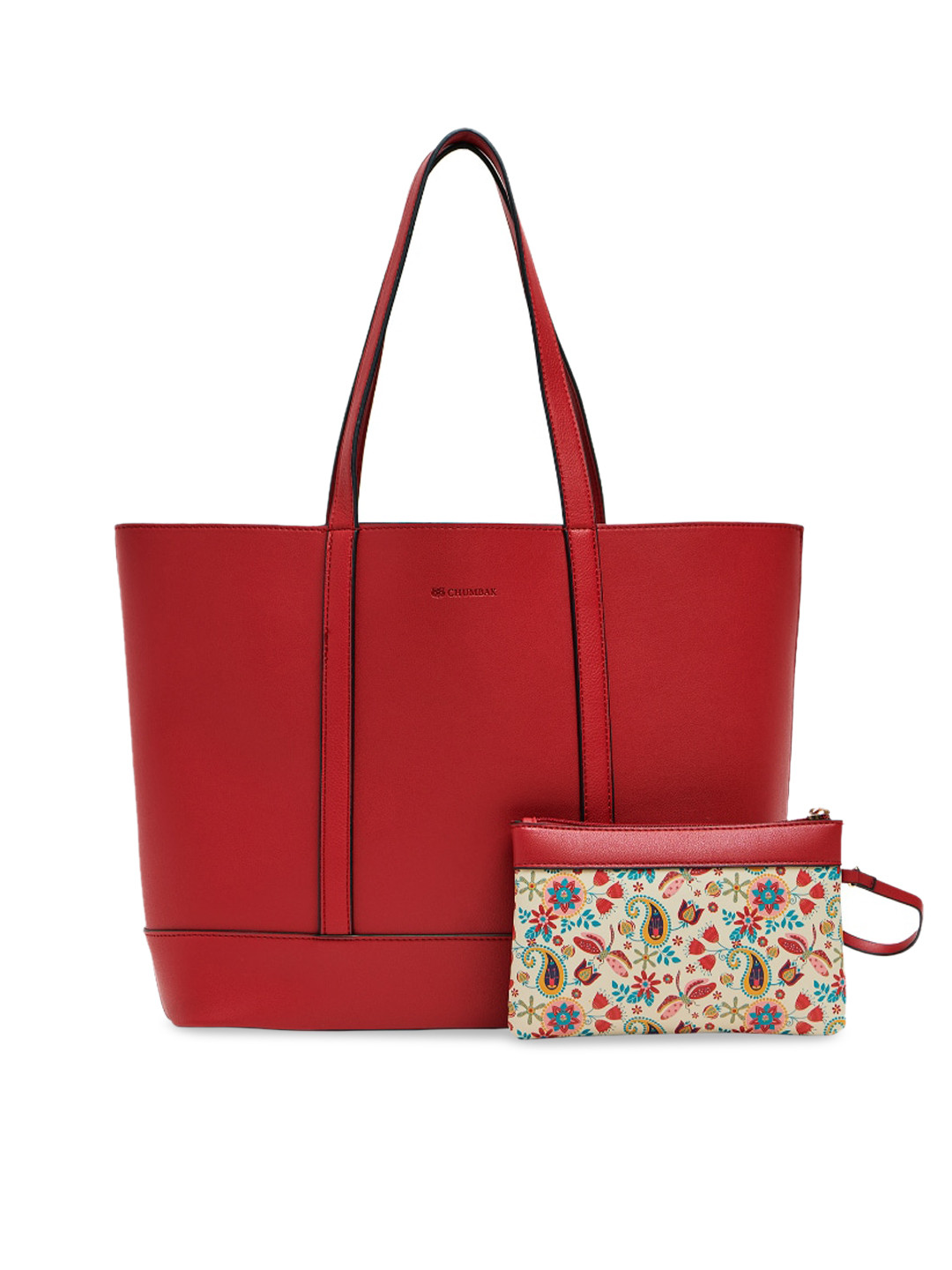 Buy Chumbak Red PU Oversized Structured Shoulder Bag Handbags for