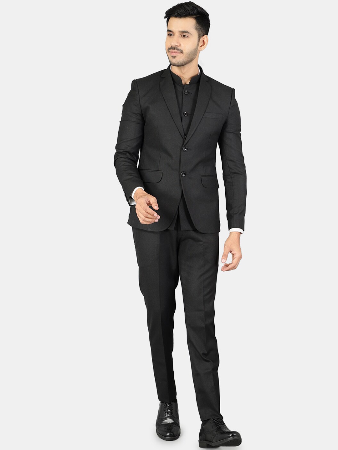 Buy Wintage Men Black Solid Single Breasted Three Piece Suits Suits