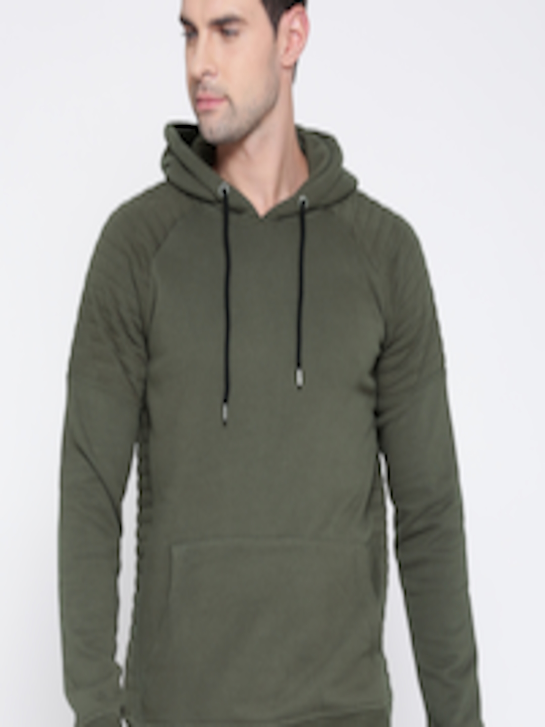 Buy FOREVER 21 Men Olive Green Solid Hooded Sweatshirt - Sweatshirts ...