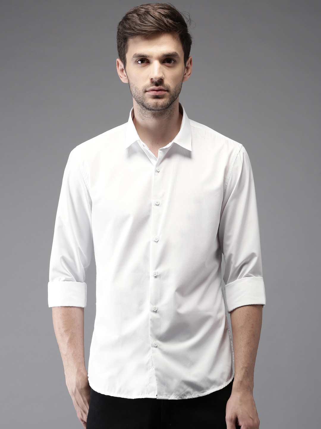 Buy HERE&NOW Men White Regular Fit Solid Casual Shirt Shirts for Men