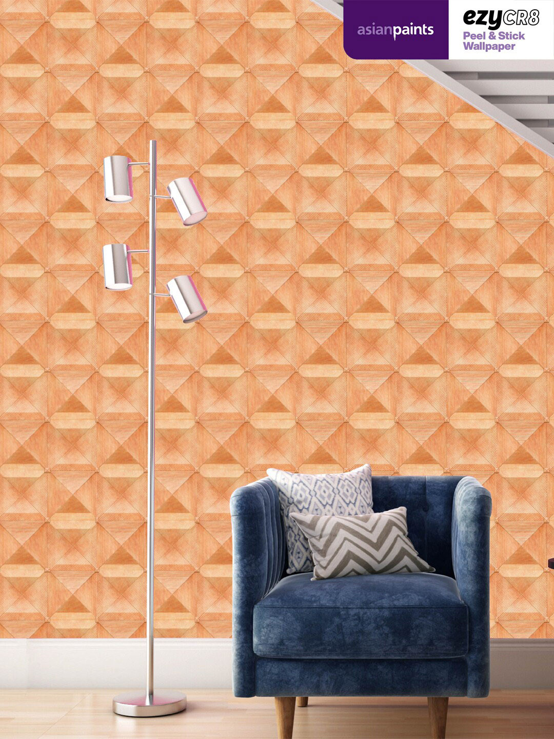 Buy Asian Paints Orange Color Textured Geometric Printed Wall Stickers