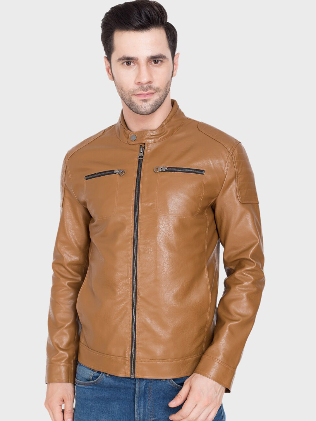 Buy Justanned Faux Leather Lightweight Biker Jacket Jackets for Men