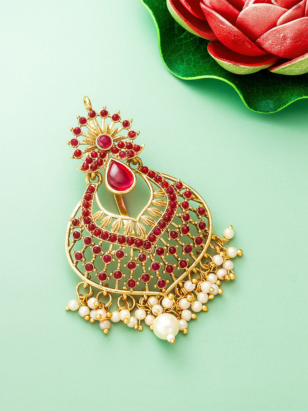 Buy Aadita Women Gold Toned & Off White Embellished Hair Accessory