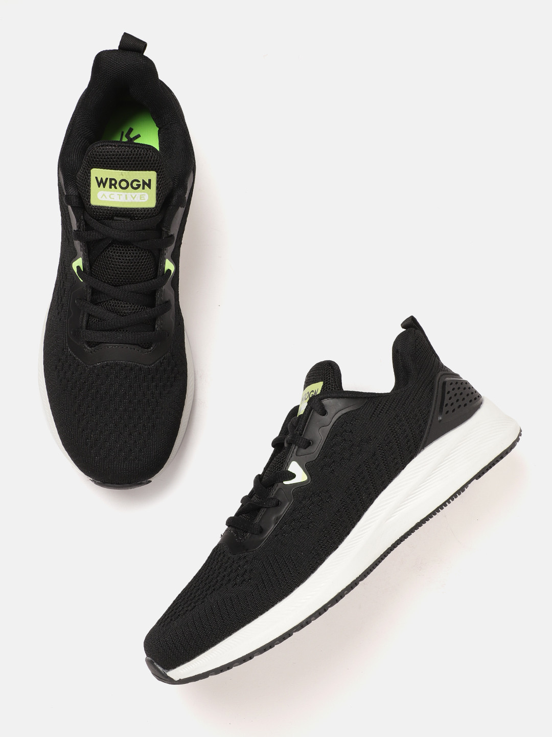 Buy WROGN Men Black Solid Woven Design Running Shoes Sports Shoes for