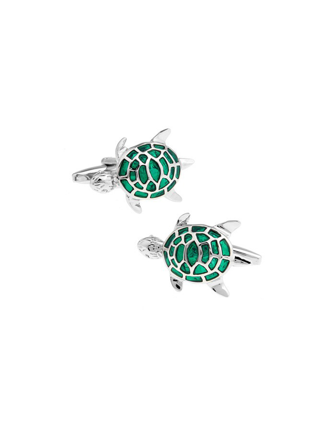 Buy The Tie Hub Green & Silver Toned Quirky Cufflink Cufflinks for
