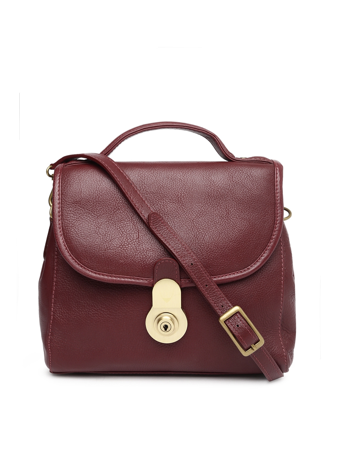 Buy Hidesign Burgundy Solid Leather Handheld Bag - Handbags for Women 2060494 | Myntra