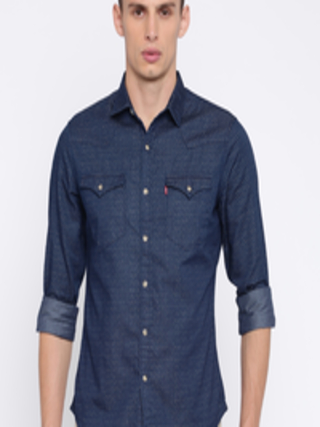Buy Levis Men Blue Classic Slim Fit Printed Casual Shirt - Shirts for ...