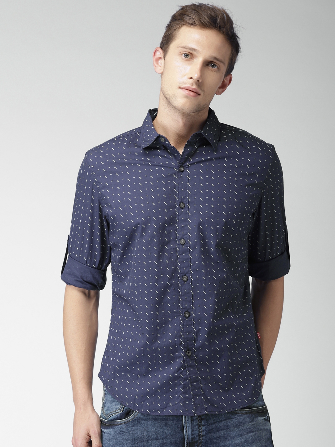 Buy Levis Men Navy Blue Slim Fit Printed Casual Shirt - Shirts for Men ...