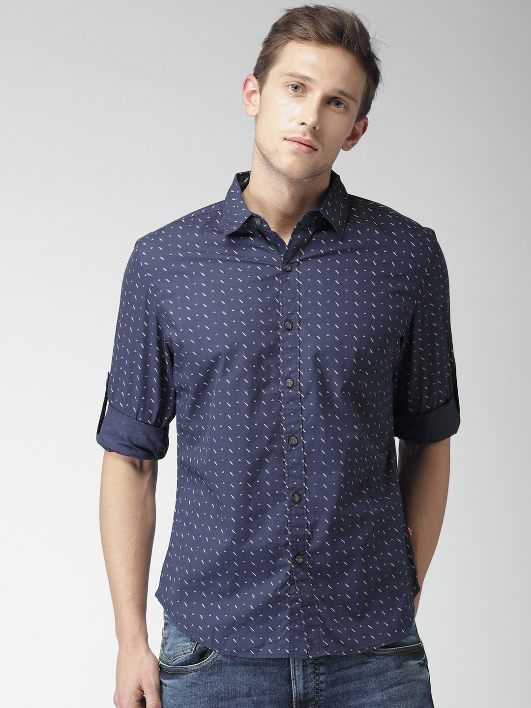 Buy Levis Men Navy Blue Slim Fit Printed Casual Shirt Shirts for Men