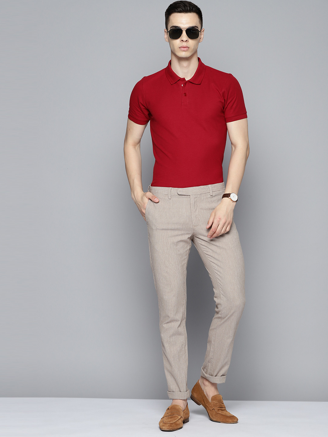 Buy Indian Terrain Men Checked Brooklyn Slim Fit Trousers Trousers buy-indian-terrain-men-checked-brooklyn-slim-fit-trousers-trousers