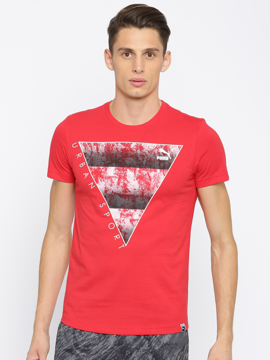 Buy Puma Men Red Printed Brand Plus Pure Cotton T Shirt Tshirts for