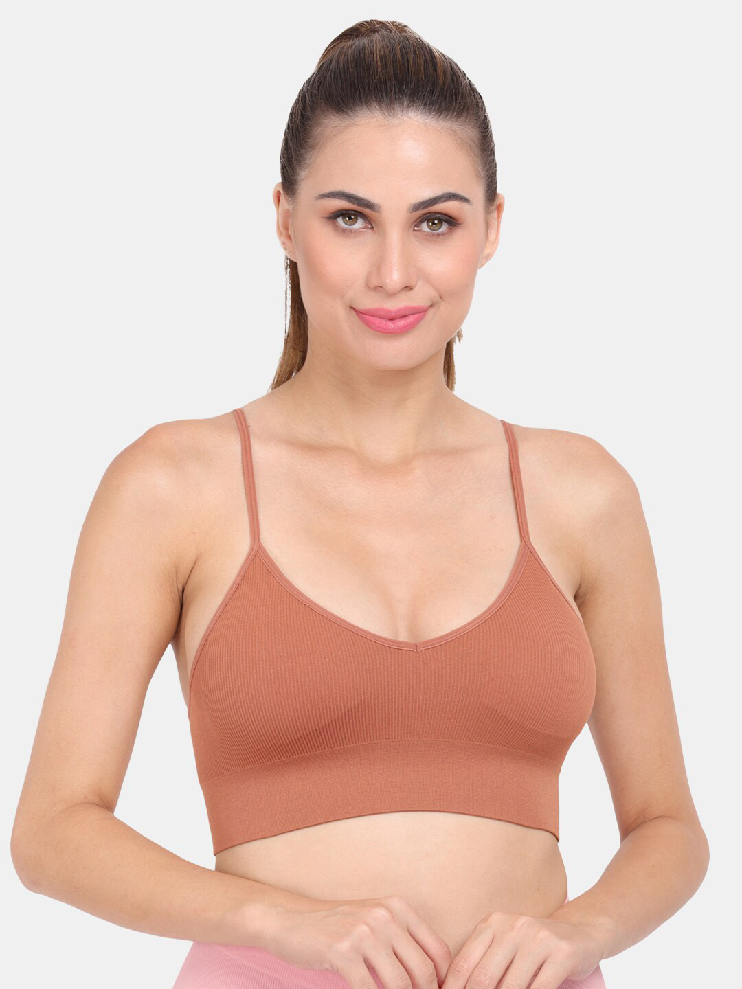 Buy Amour Secret Brown Lightly Padded Dry Fit Sports Bra Bra for