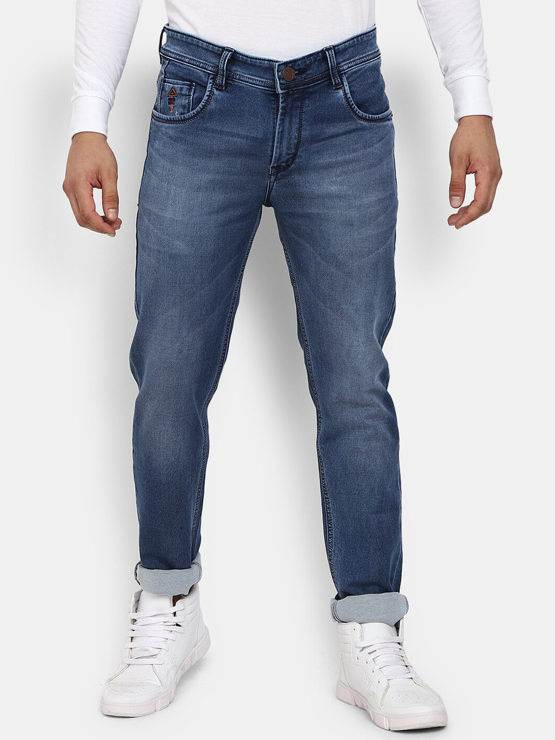 Buy V Mart Men Blue Classic Slim Fit Mildly Distressed Heavy Fade