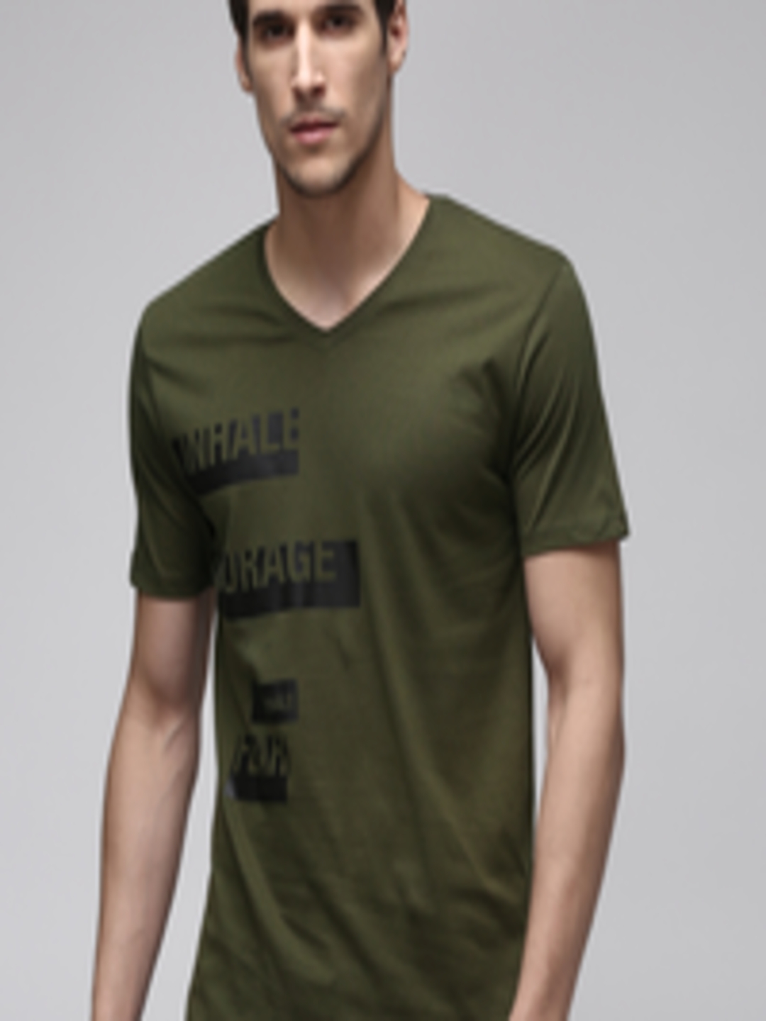 Buy Ecko Unltd Men Olive Green Printed V Neck T Shirt - Tshirts for Men ...