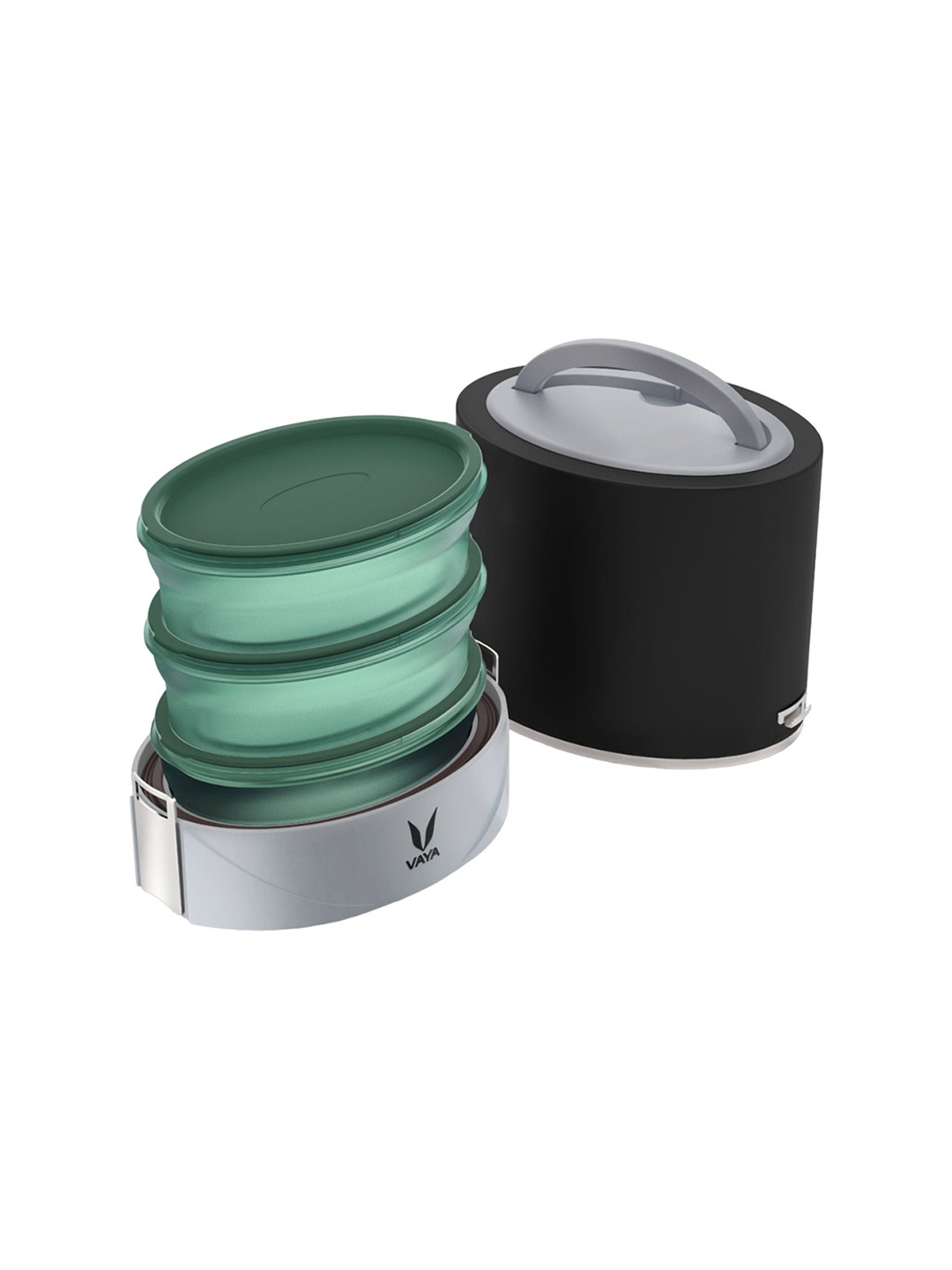 Buy Vaya Kids Black Solid Stainless Steel Microwave Safe Lunch Box