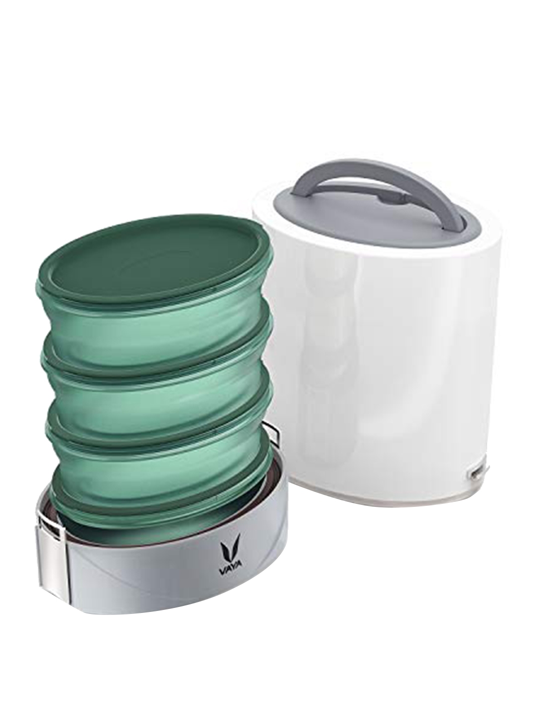 Buy Vaya Kids Green Solid Stainless Steel Microwave Safe Lunch Box