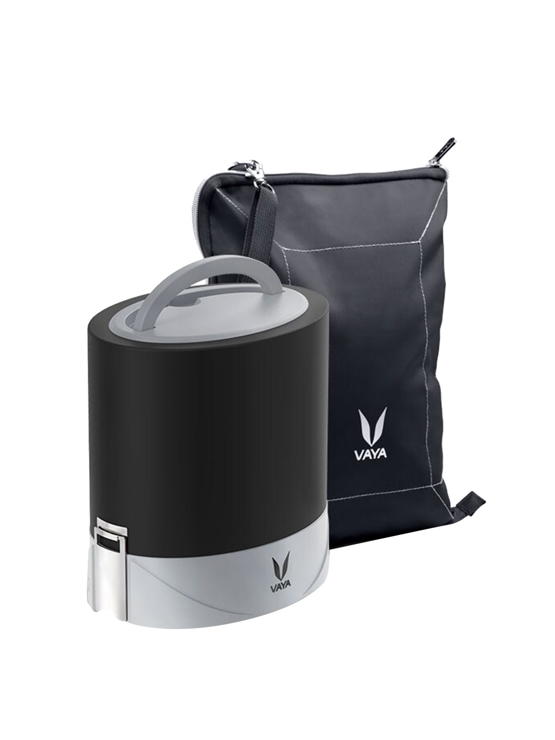 Buy Vaya Black & Grey Microwave Safe Solid Double Walled Vacuum Lunch