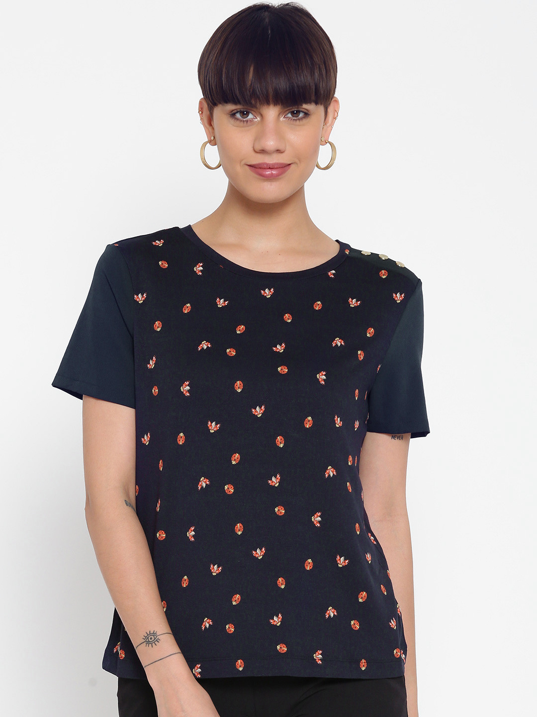 Buy Marks & Spencer Women Navy Printed Top Tops for Women 2061691