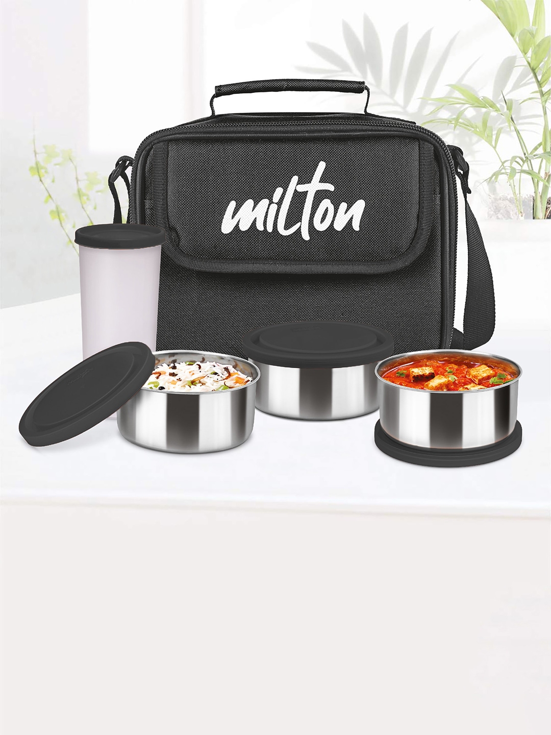 Buy Milton New Steel Combi Lunch Black Set Of 3 Stainless Steel ...