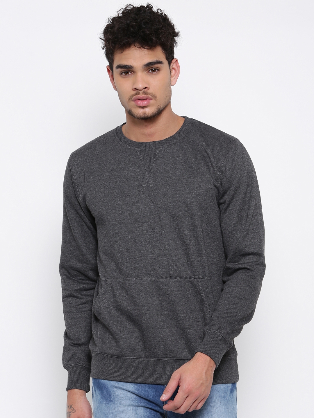 Buy FIFTY TWO Men Grey Solid Sweatshirt - Sweatshirts for Men 2062422 ...