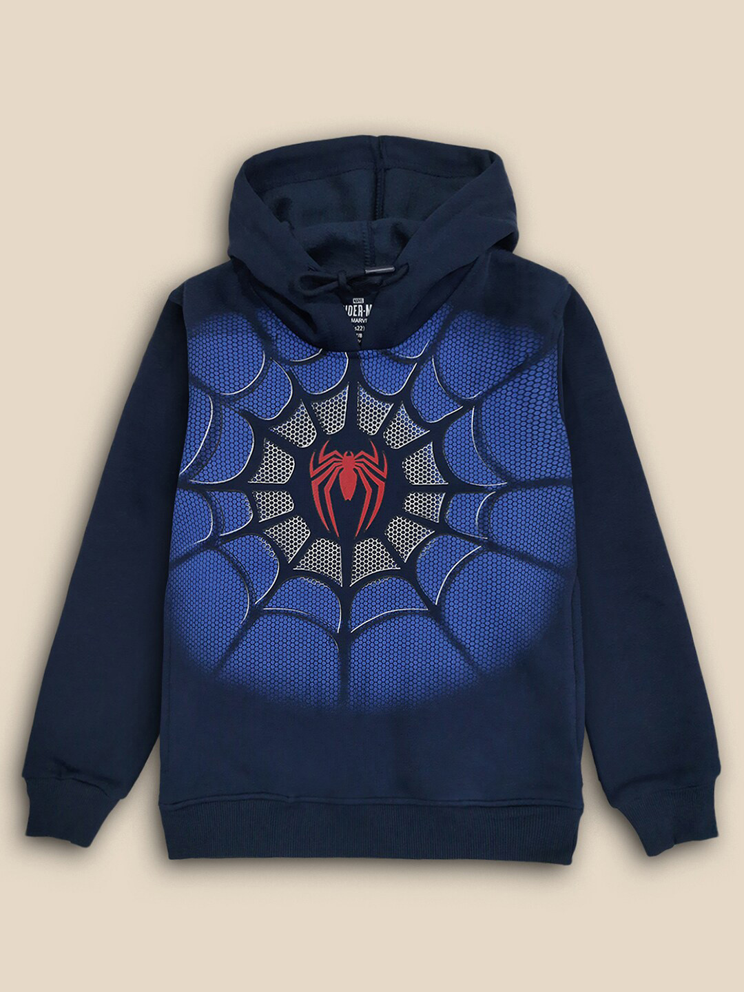 New Baby Boy Hoodie Dress In Soft Jersey Stuff Design Spiderman In Blue Color On Sale Price