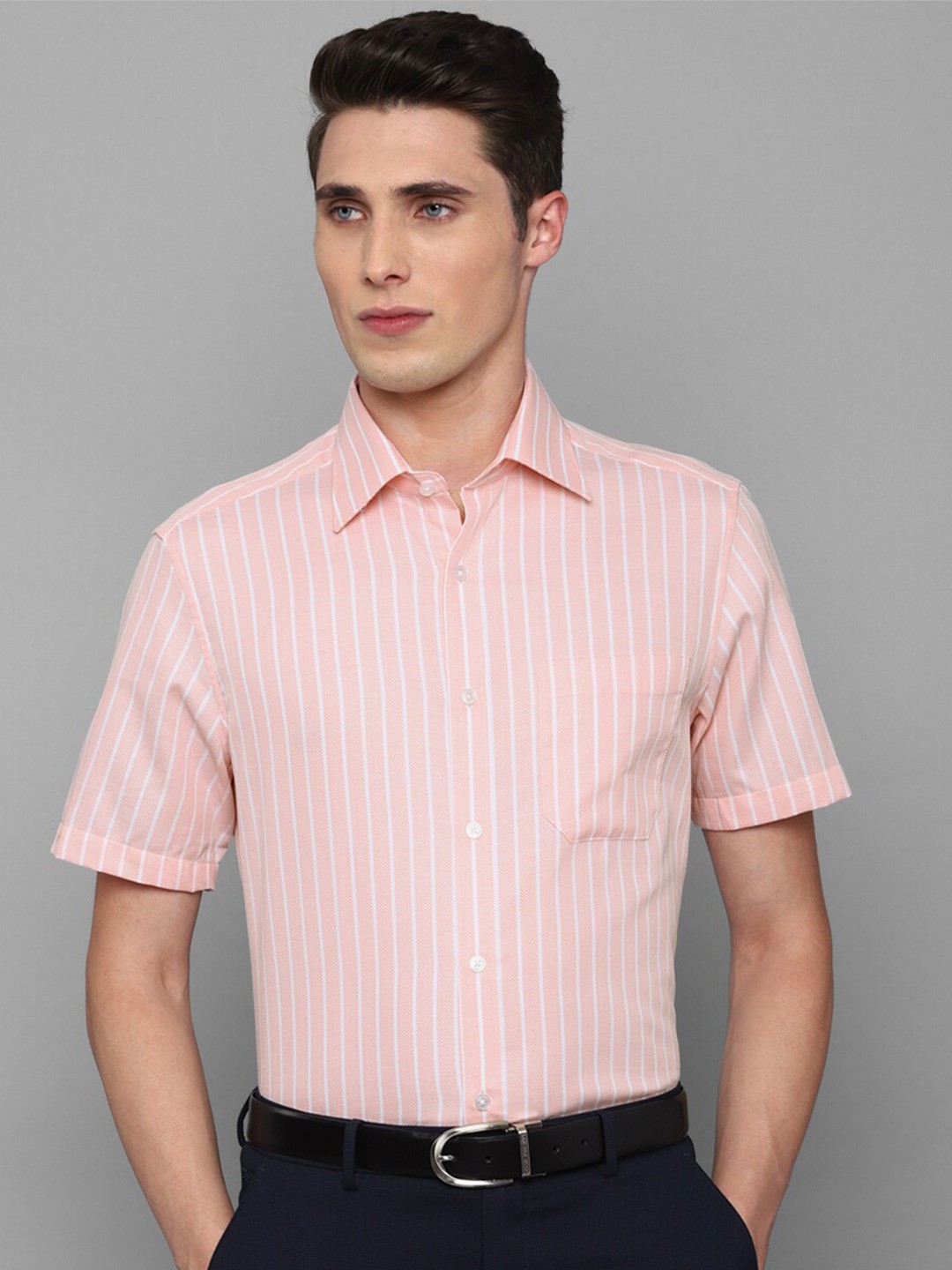 Buy Louis Philippe Men Pink Striped Formal Cotton Shirt - Shirts for ...