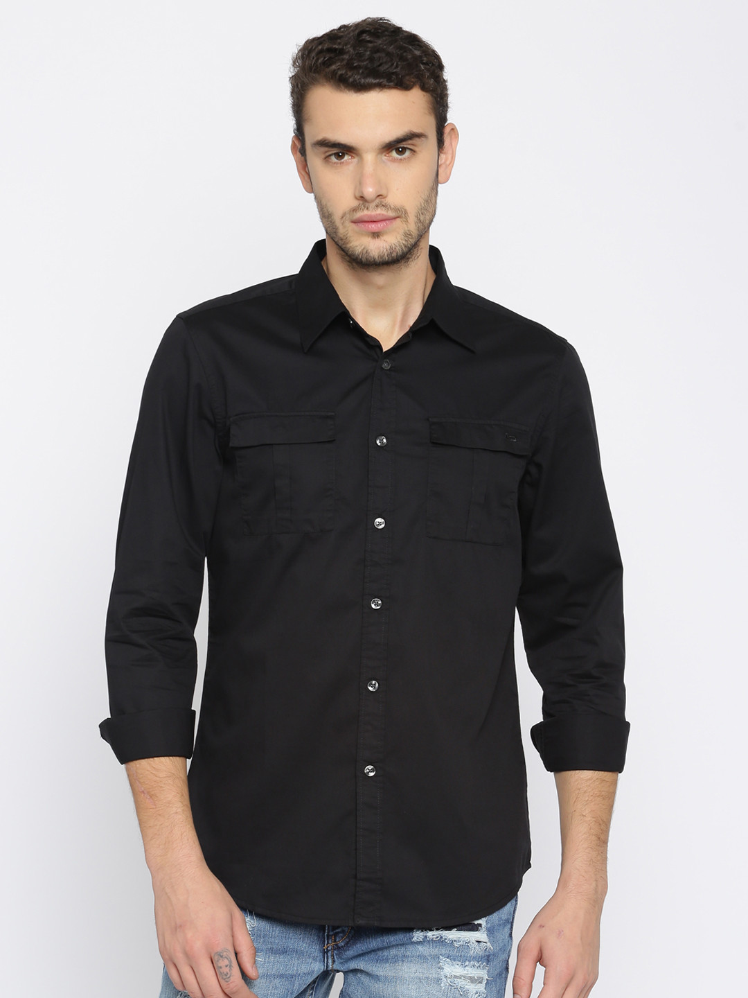 Buy GAS Men Black Classic Slim Fit Solid Casual Shirt - Shirts for Men