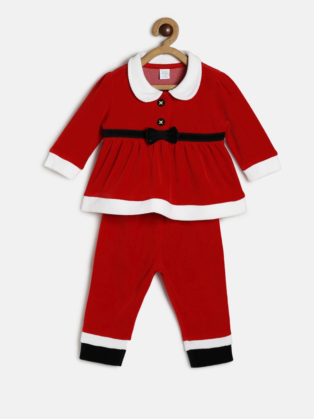 Buy MINI KLUB Girls Red White Solid Pure Cotton Top With Trousers buy-mini-klub-girls-red-white-solid-pure-cotton-top-with-trousers