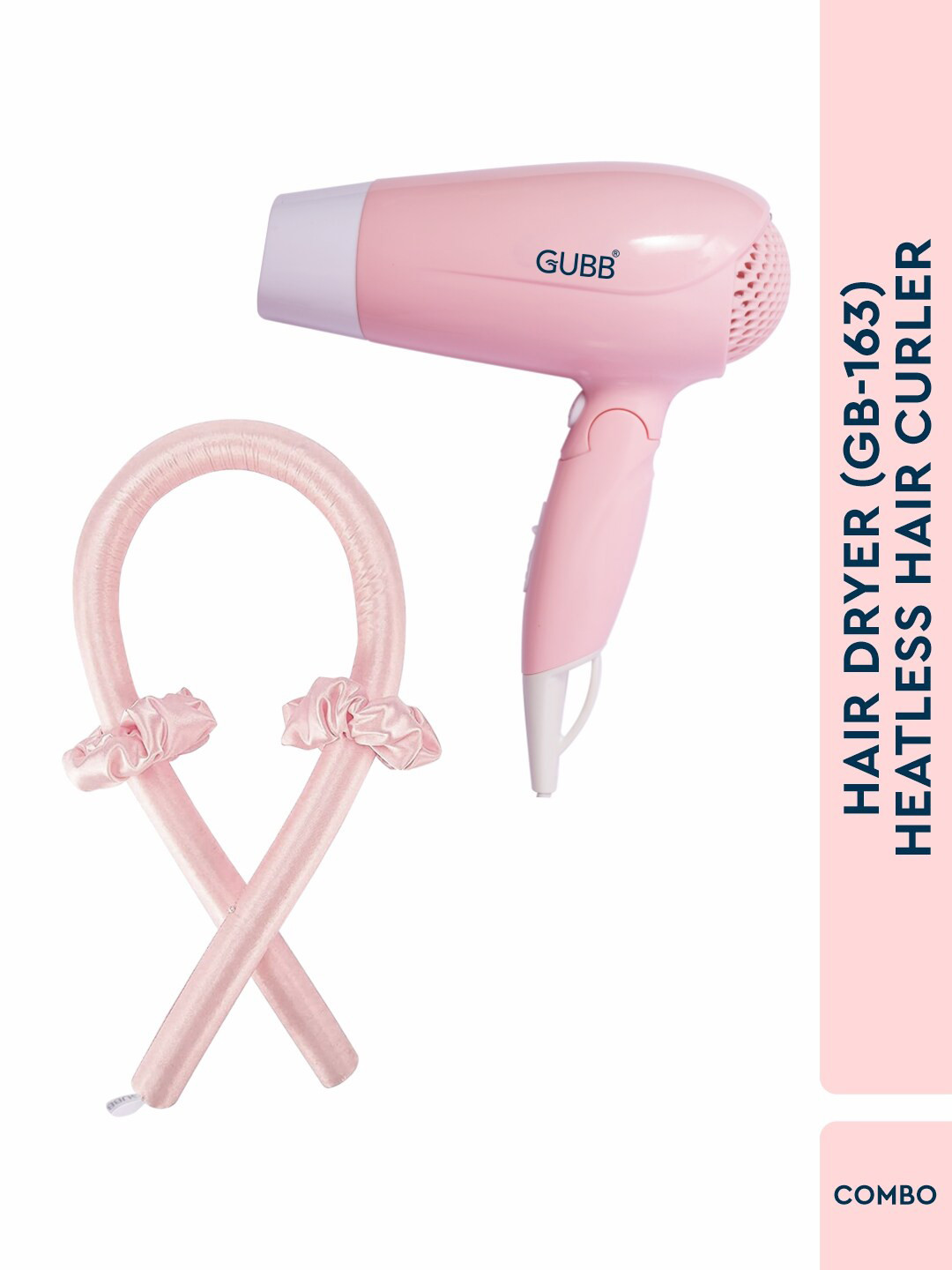 Buy GUBB Set Of GB 163 Hair Dryer Pink & Heatless Hair Curler Pink