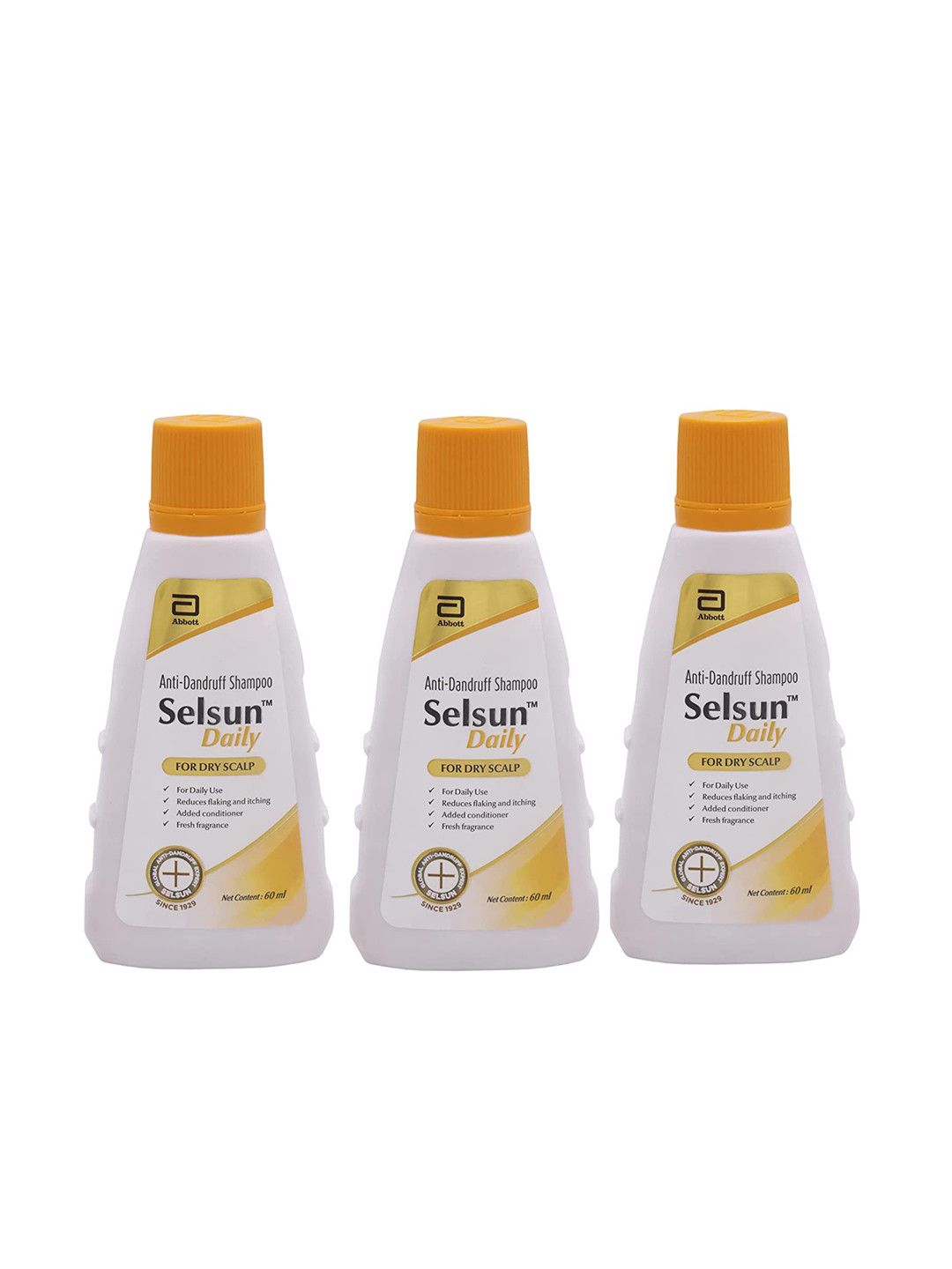 Buy Selsun Set Of 3 Daily Anti Dandruff Shampoo For Dry Scalp 60 Ml