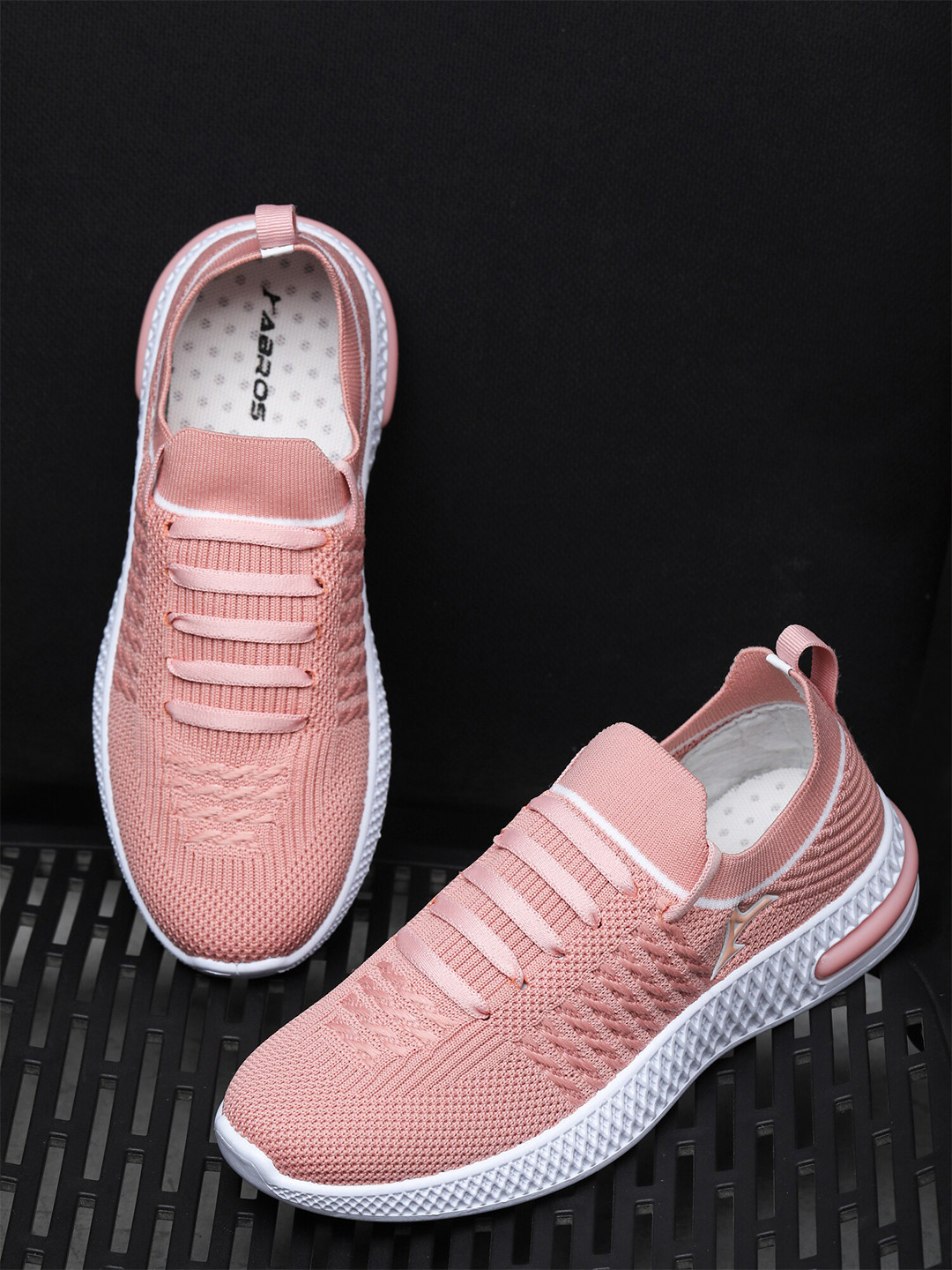 Buy ABROS Women Peach Coloured Mesh Lace Up Air Running Shoes Sports