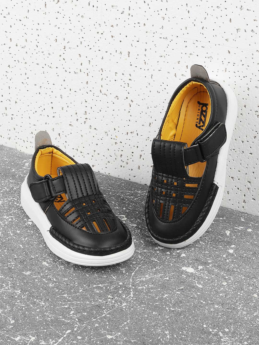 Black Patched Slip-On Sneakers (Kids)