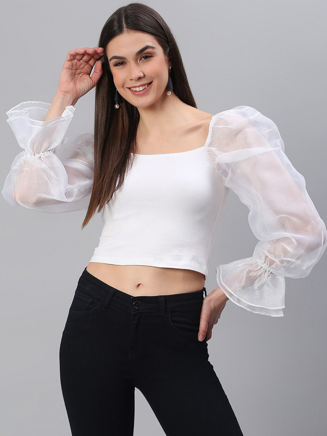 NOORA CROP TOP WOMEN WHITE ASPARAGUS