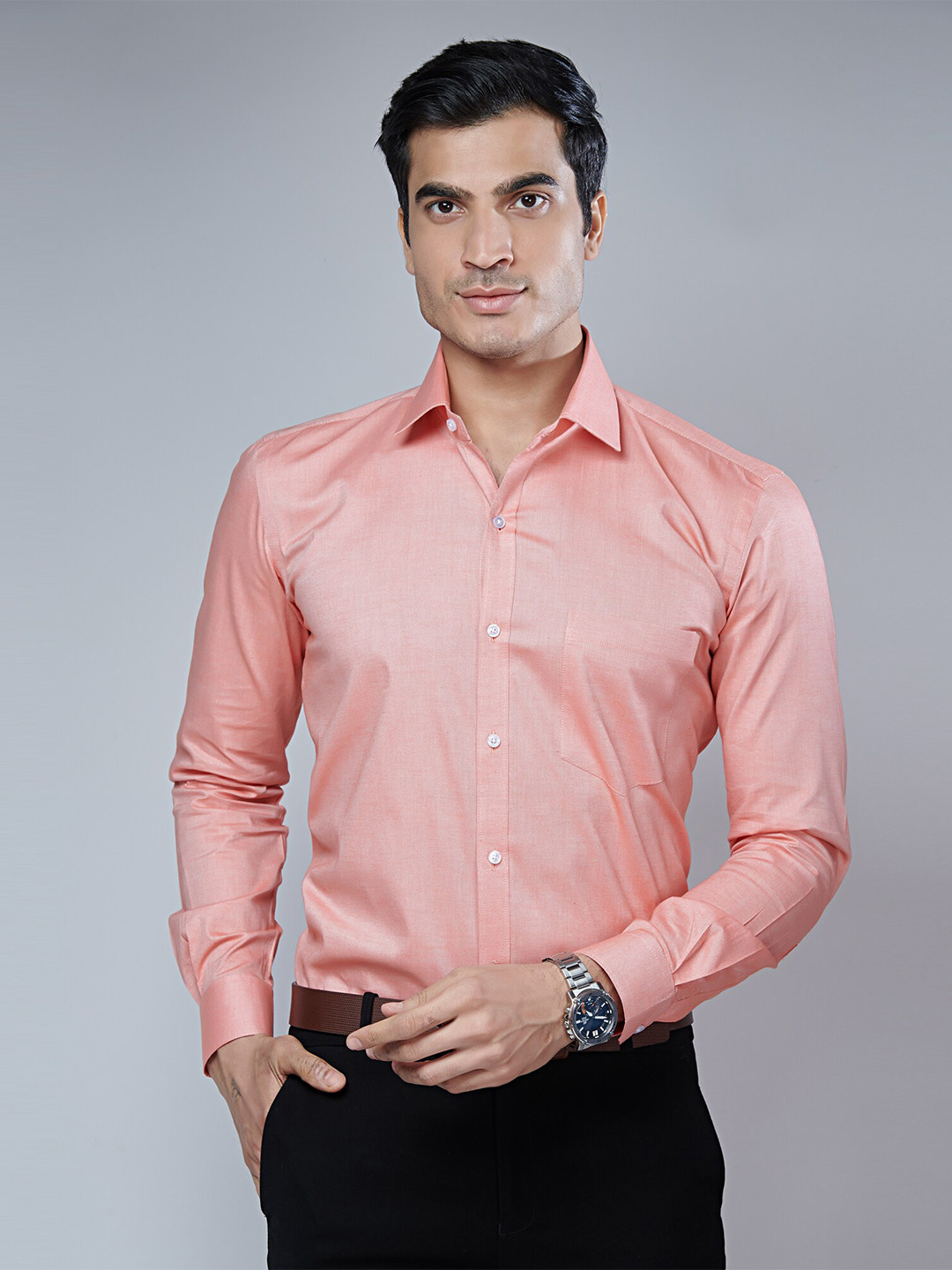 Buy MARK & ALBERT Men Red Classic Slim Fit Cotton Formal Shirt Shirts