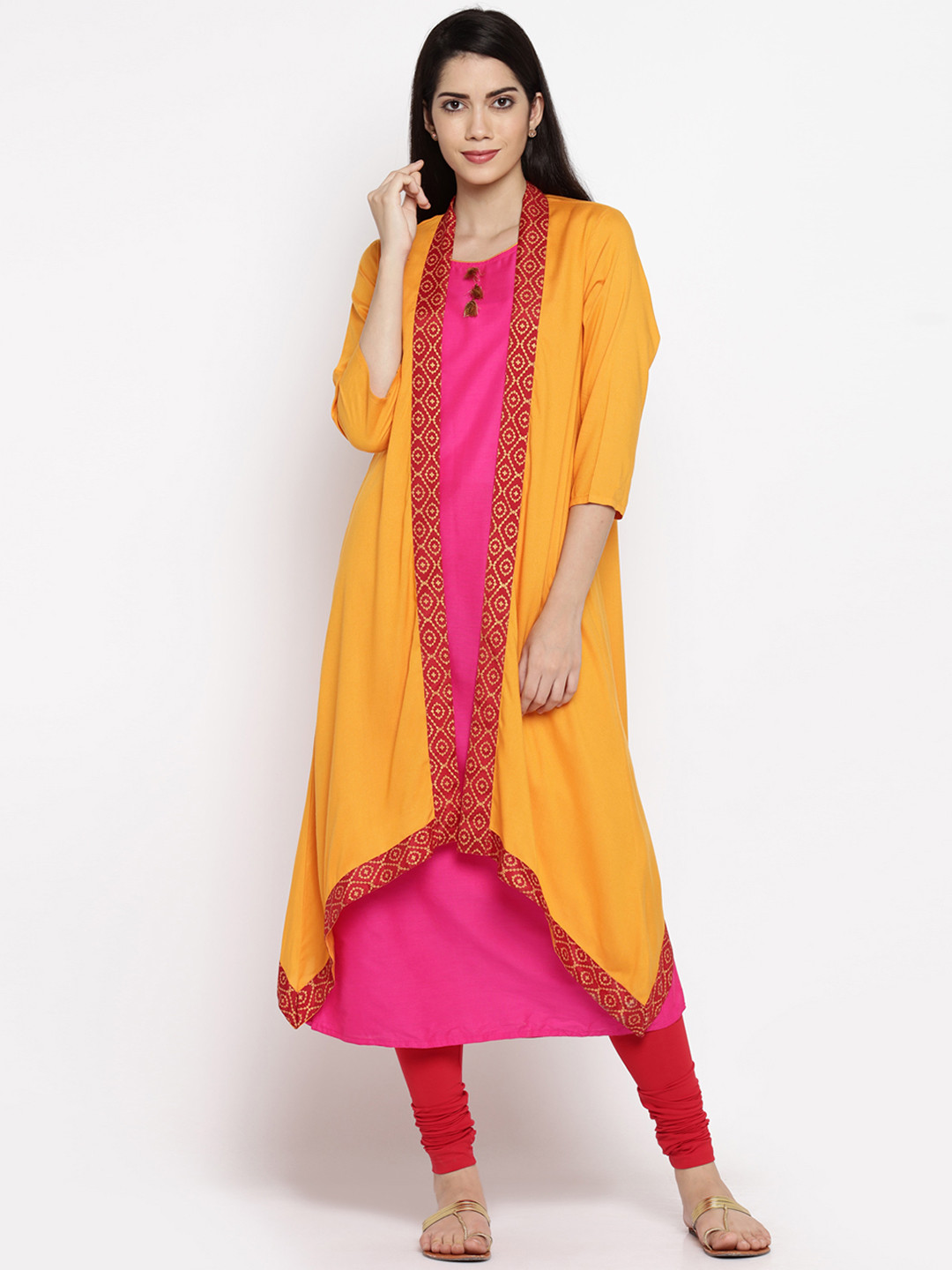 Buy RANGMANCH BY PANTALOONS Women Pink Solid Straight Kurta With Ethnic