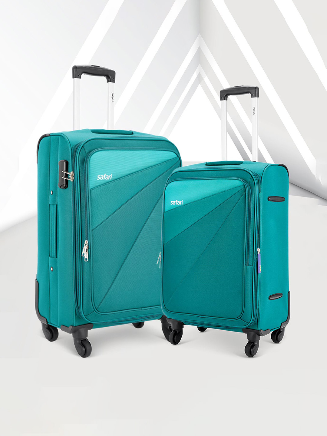 Buy Safari Teal Green Set Of 2 Teal Blue Solid Hard Sided Trolley Bag