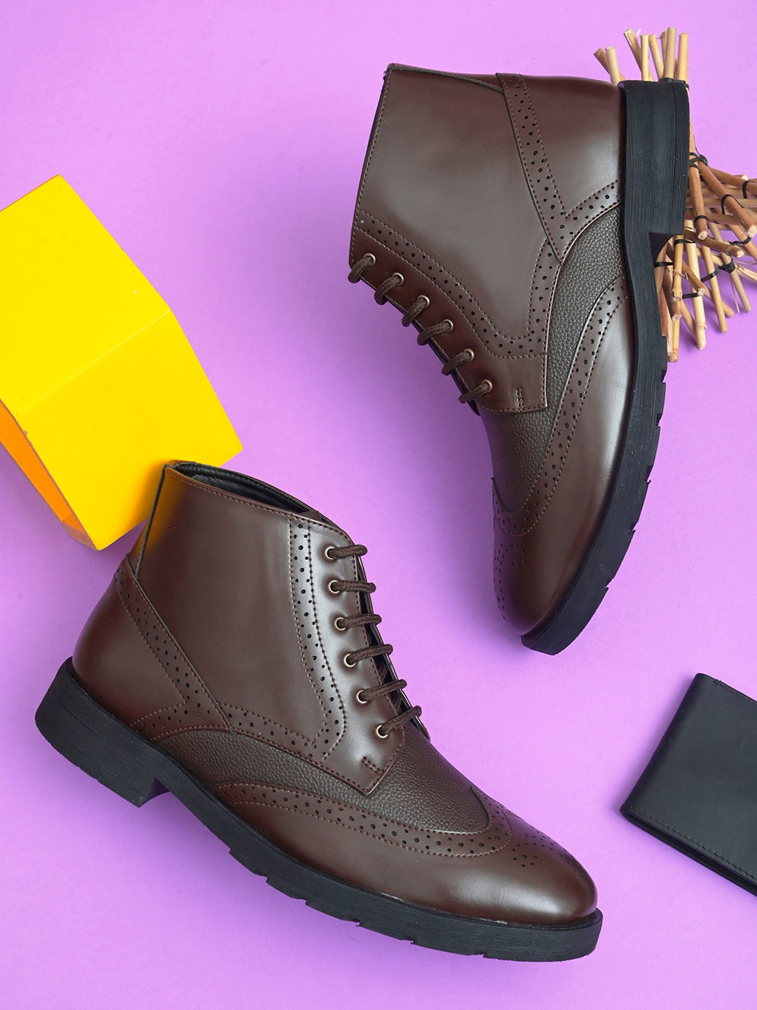 Buy Roadster Men Brown Casual Lace Up Perforations Boots Boots for